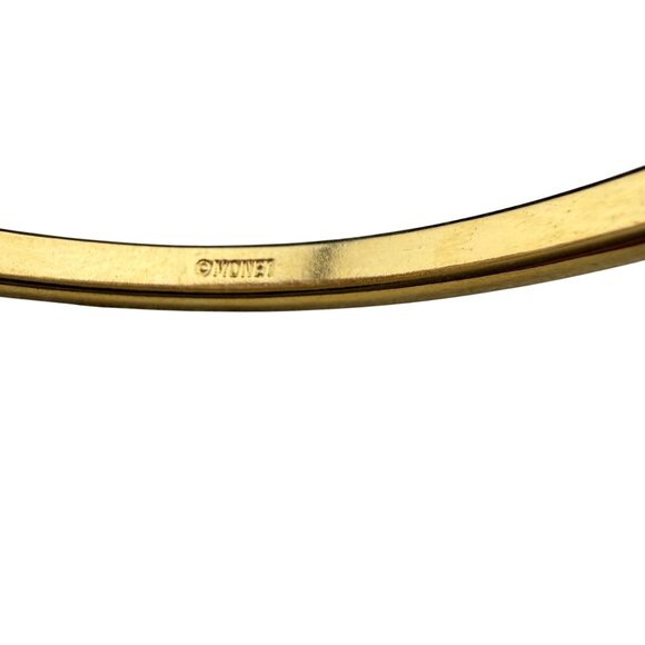 Vintage Monet Gold-Tone Bangle Bracelet With Blue Enamel Trim - Picture 4 of 5